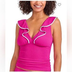NWT Tommy Bahama
Women's Cabana Ruffled Tummy-Control Tankini Top